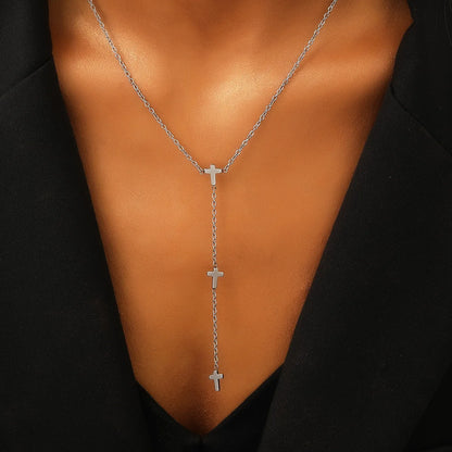 Stainless Steel Cross Long Pendant Necklace for Women Simple Heart Butterfly Personality Necklace Party Punk Jewelry Wholesale